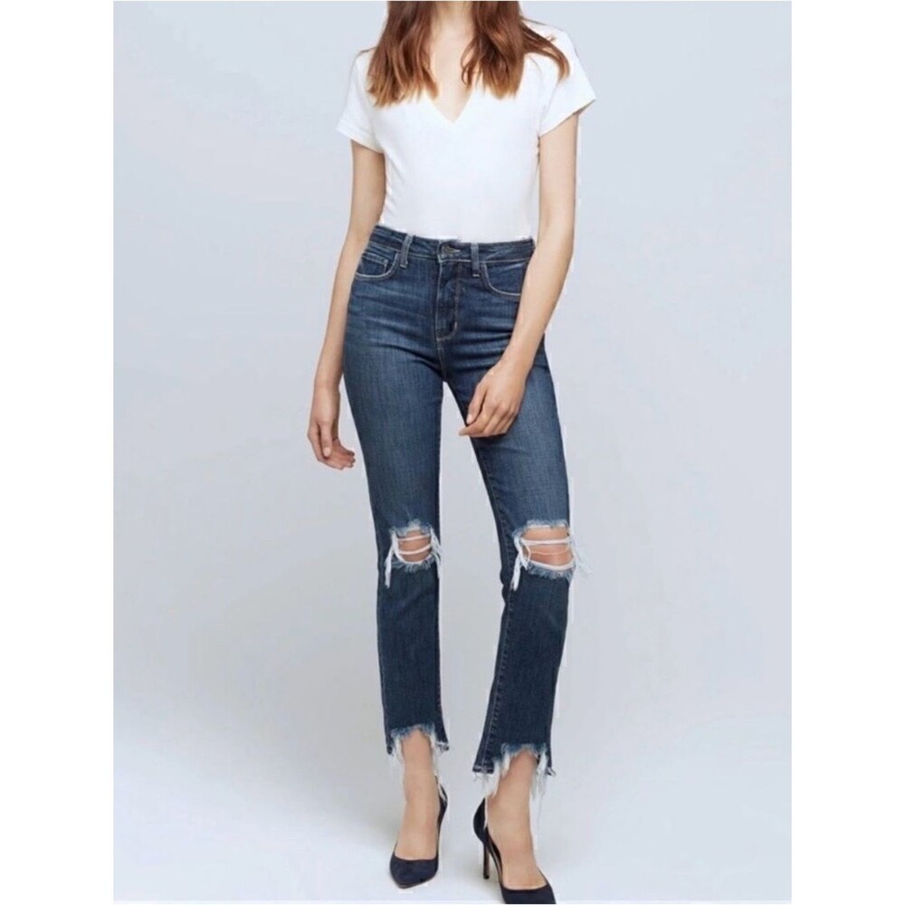 L’agence Size 27 High Line High Rise Skinny Jeans Blue Classic Vintage Destruct